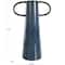 16" Dark Blue Ceramic Textured Cone Vase with Curved Handles